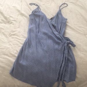 Blue wrap skirt romper